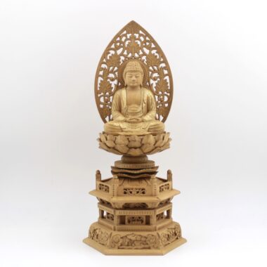 仏像  曹洞宗  座釈迦  楠製 六角台座  金泥付